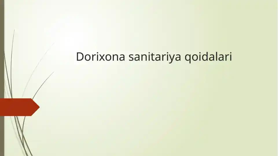 Dorixona sanitariya qoidalari