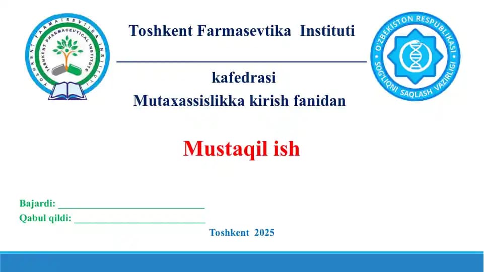 6. Dorixona tarmoqlarining faoliyati. Taqdimot 16 bet.