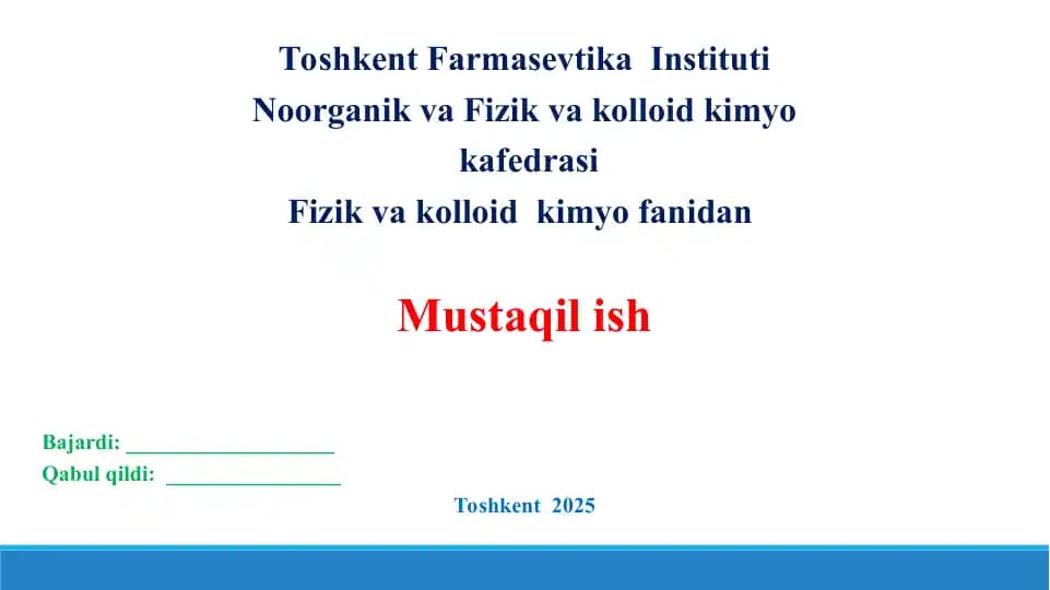 7.1. Gaz elektrodlar potensiallari haqida tushuncha. Taqdimot, 10 bet