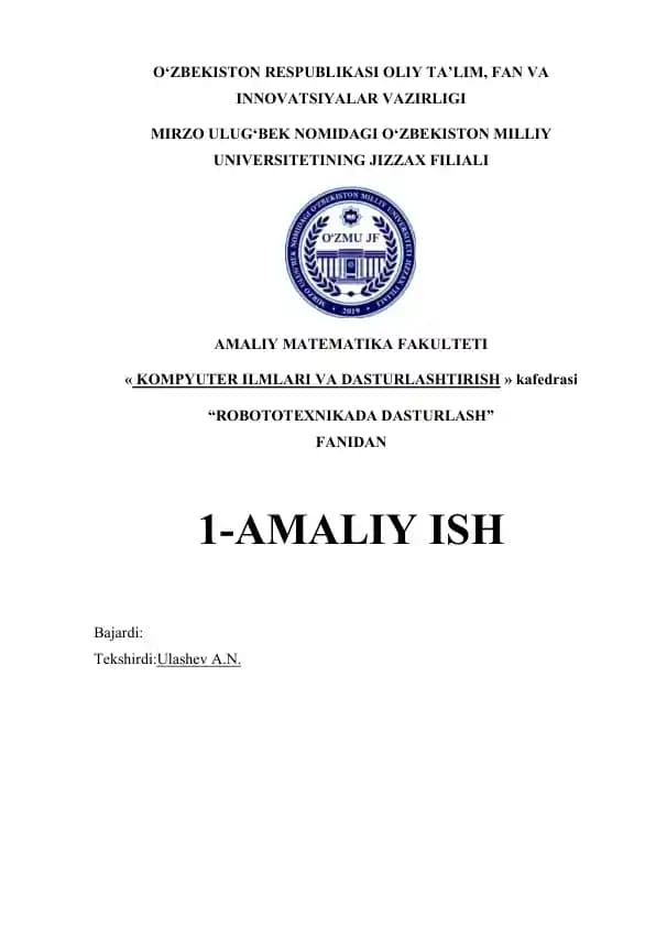 Robototexnikada dasturlash amaliy ishi