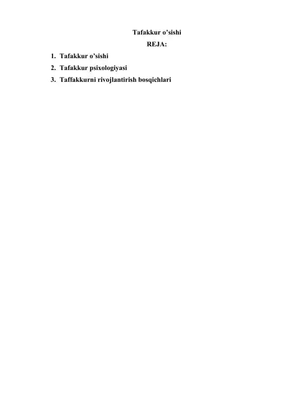 Tafakkur o’sishi