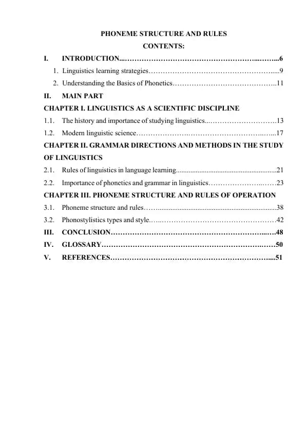 Phoneme Structure and Rules