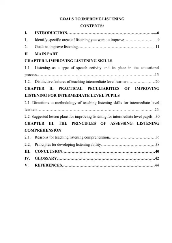 GOALS TO IMPROVE LISTENING