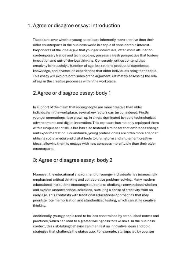 Agree and disagree essay
