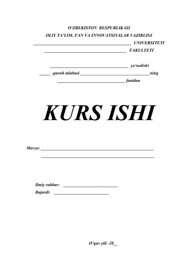 Kurs ishi betlik rangsiz