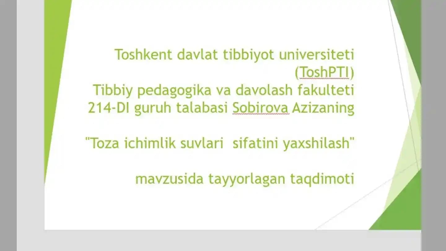 Toza Ichimlik Suvlari
