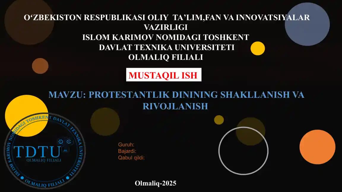 Protestantlik dinining shakllanish va rivojlanishi
