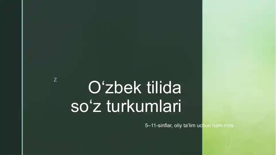 O‘zbek tilida so‘z turkumlari