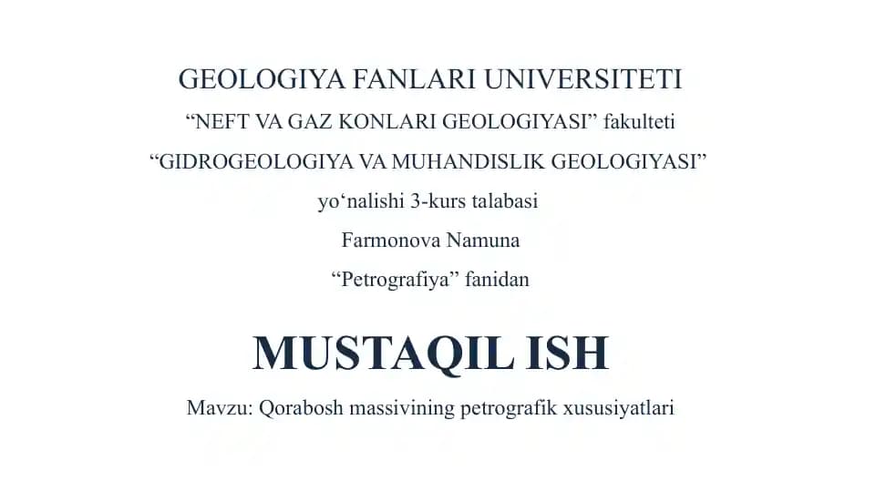 Qorabosh massivining petrografik xususiyatlari
