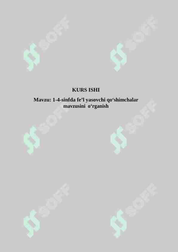 1-4-sinfda fe’l yasovchi qo'shimchalar mavzusini o'rganish