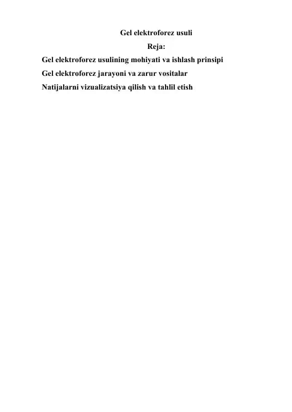 Gel elektroforez usuli