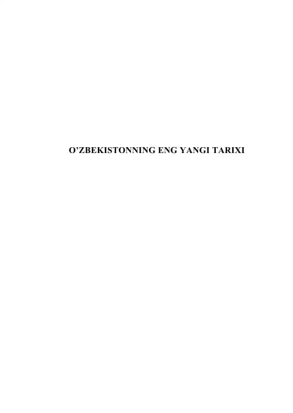 O'zbekistonning eng yangi tarixi fanidan ma'ruzalar