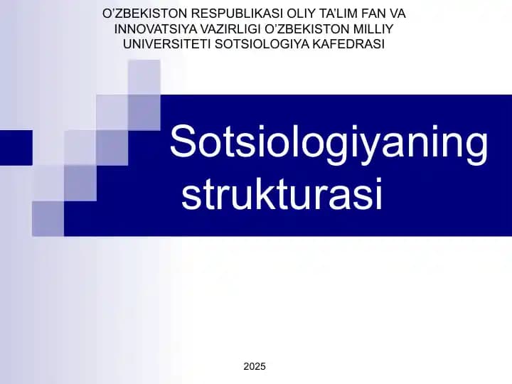 Sotsiologiyaning  strukturasi