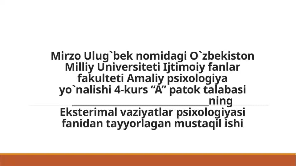 Ekstremal vaziyatlar psixologiyasi