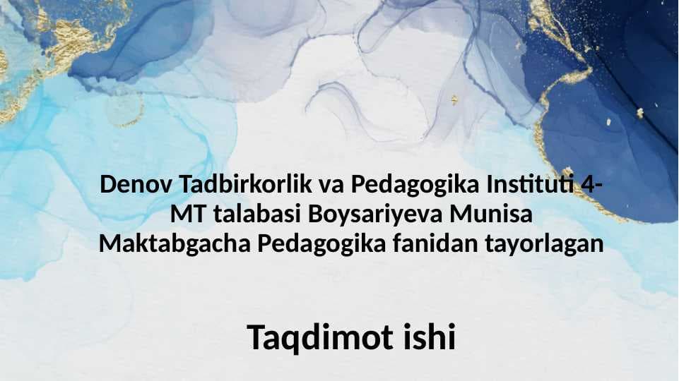 Maktabgacha ta`lim tashkilotlarida edagogik faoliyat