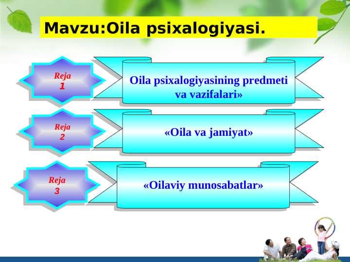 Oila psixalogiyasi.