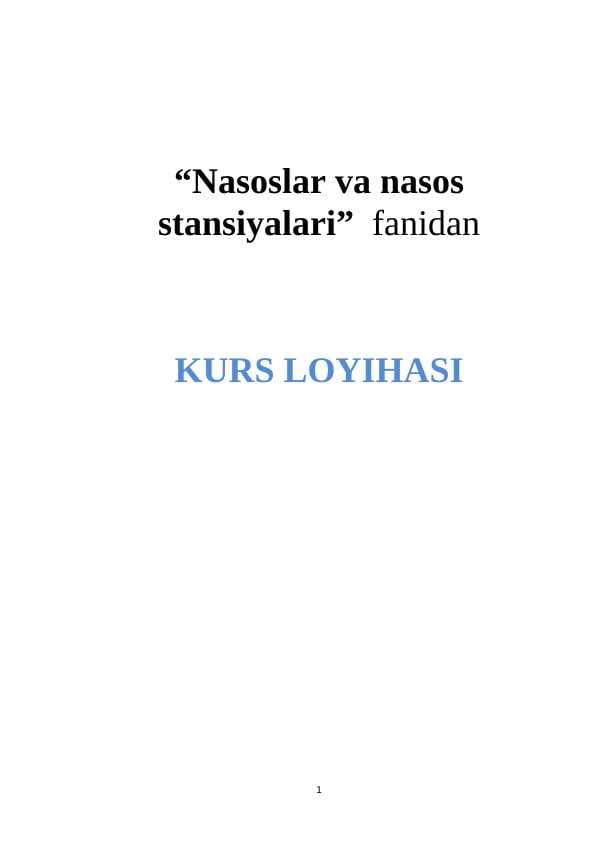 Nasos stansiyasini loyihalash