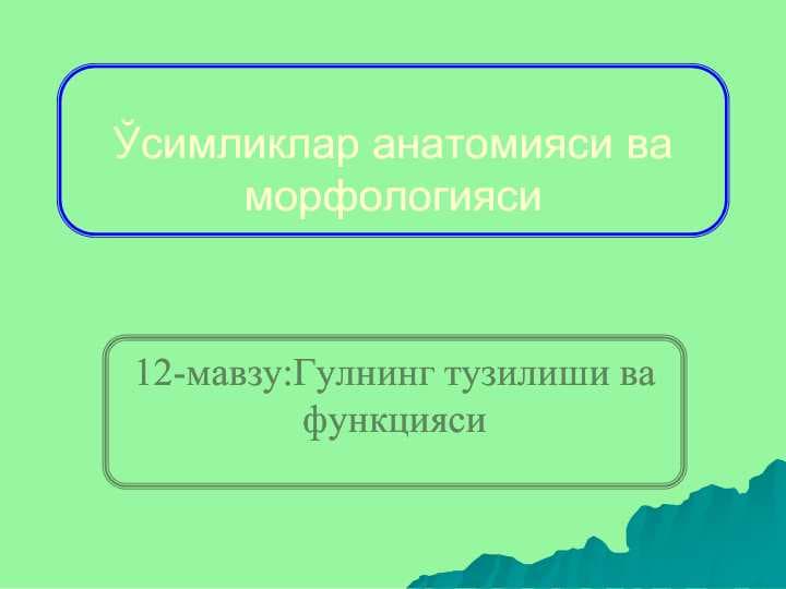 Gulning tuzlishi v funksiyasi