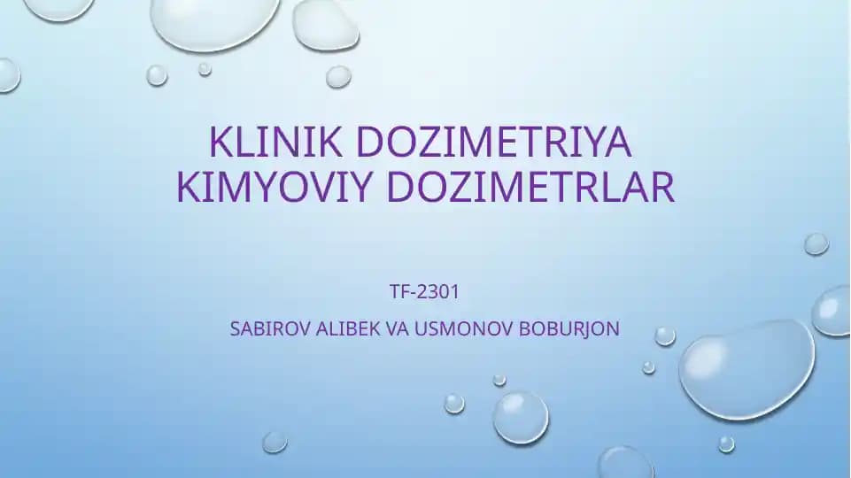 Kimyoviy dozimetrlar