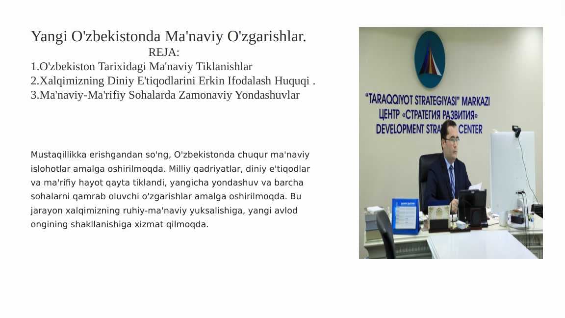 Yangi O'zbekistonda Ma'naviy O'zgarishlar