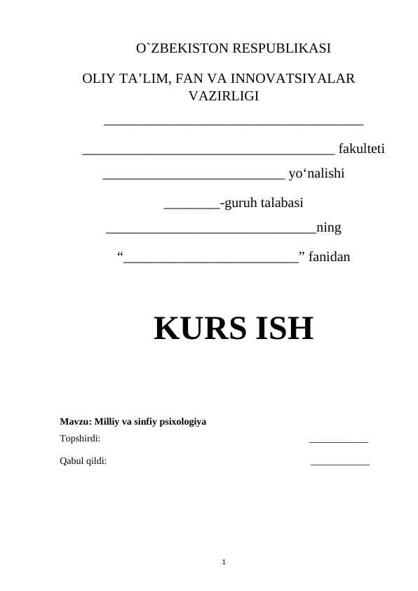 Milliy va sinfiy psixologiya