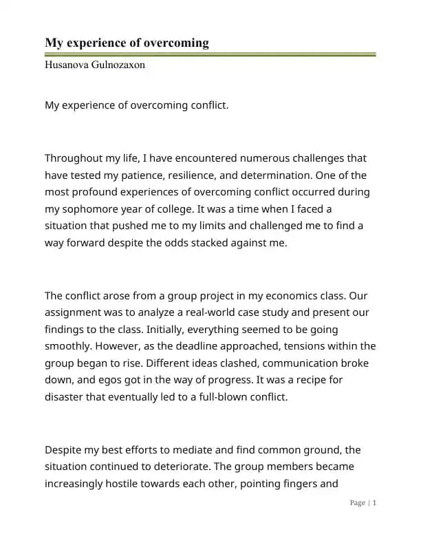 My experience of overcoming conflict