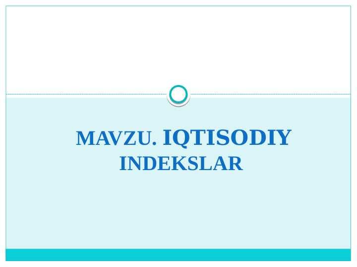 Iqtisodiy indekslar