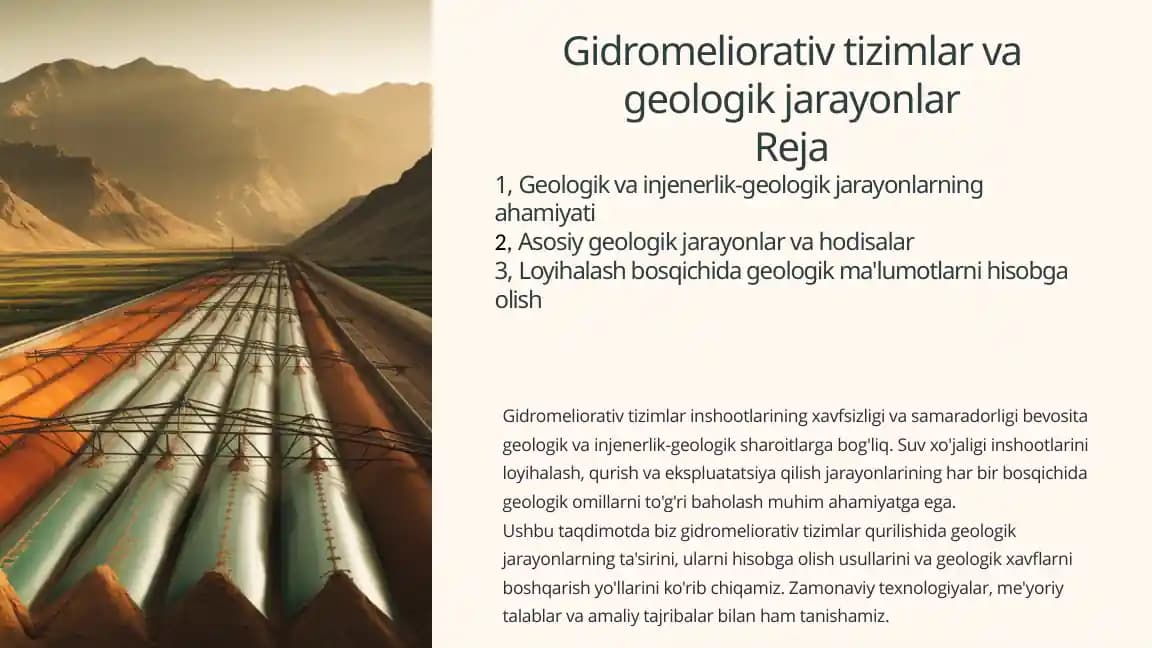 Gidromeliorativ tizimlar va geologik jarayonlar