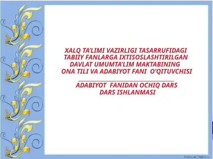 Yusuf Xos Hojibning adabiyot fanidan ochiq dars darsishlanmasi