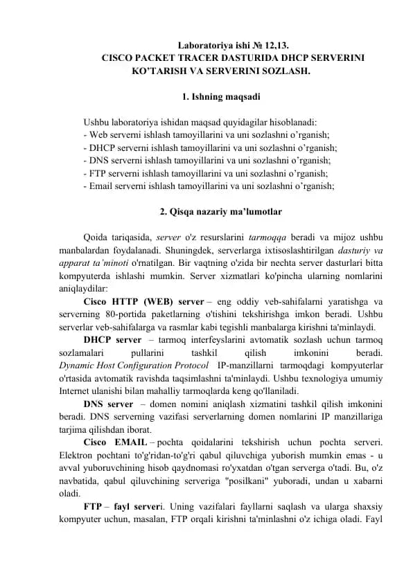 Laboratoriya ishi № 12,13.