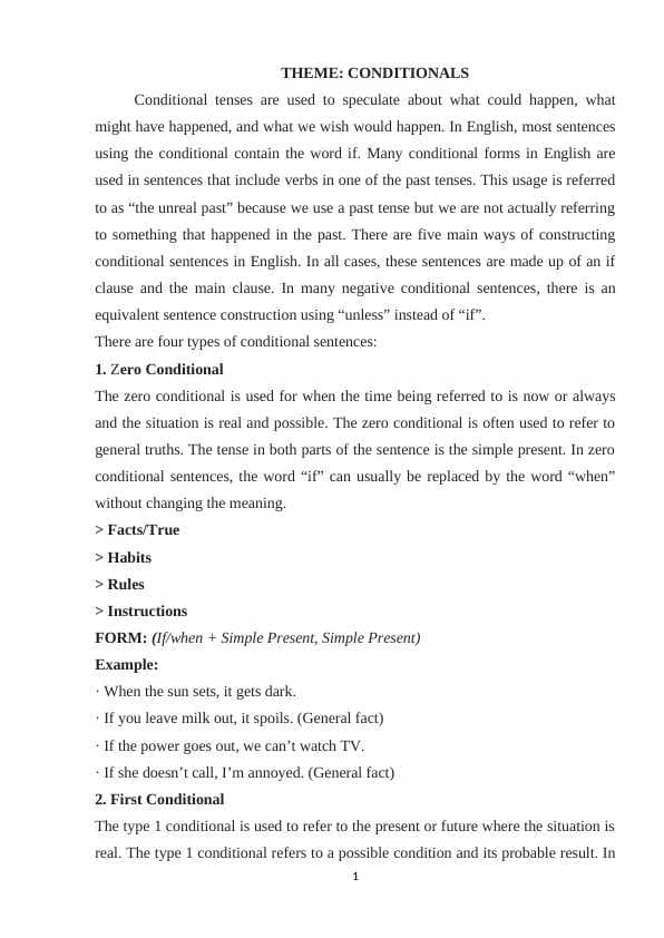 CONDITIONALS