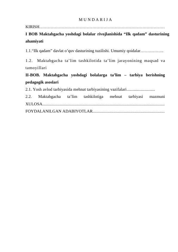 Ilk qadam davlat oʻquv dastur asosida faoliyat markazlari