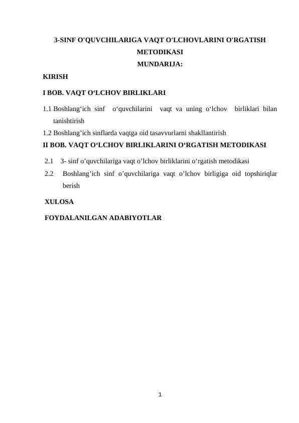 3_SINF OʻQUVCHILARIGA VAQT OʻLCHOVLARNI OʻRGATISH METODIKASI