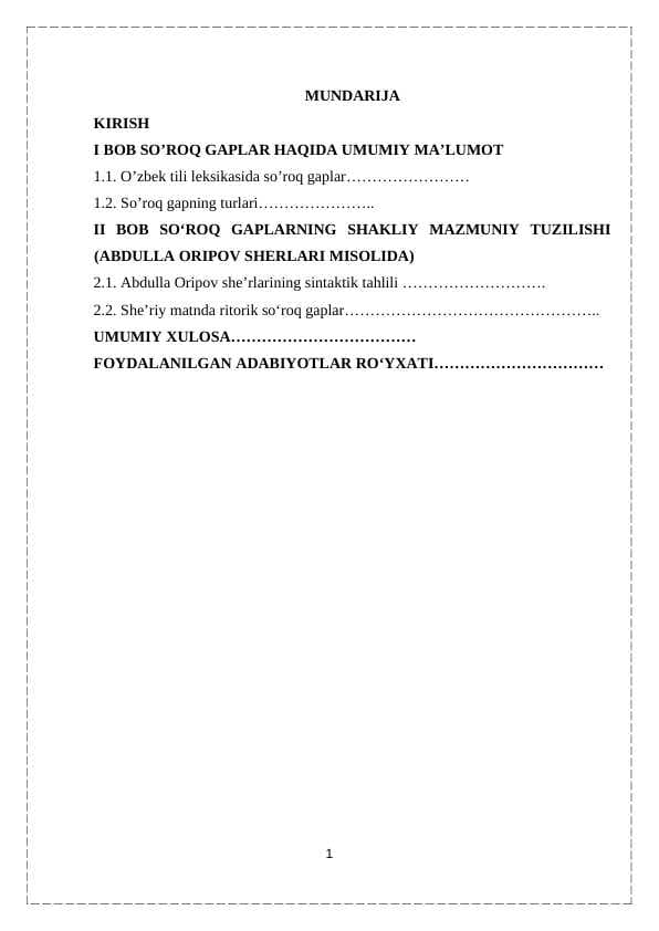 Soʻroq gaplarning shakliy mazmuniy tuzilishi (Abdulla Oripov sherlari misolida)”