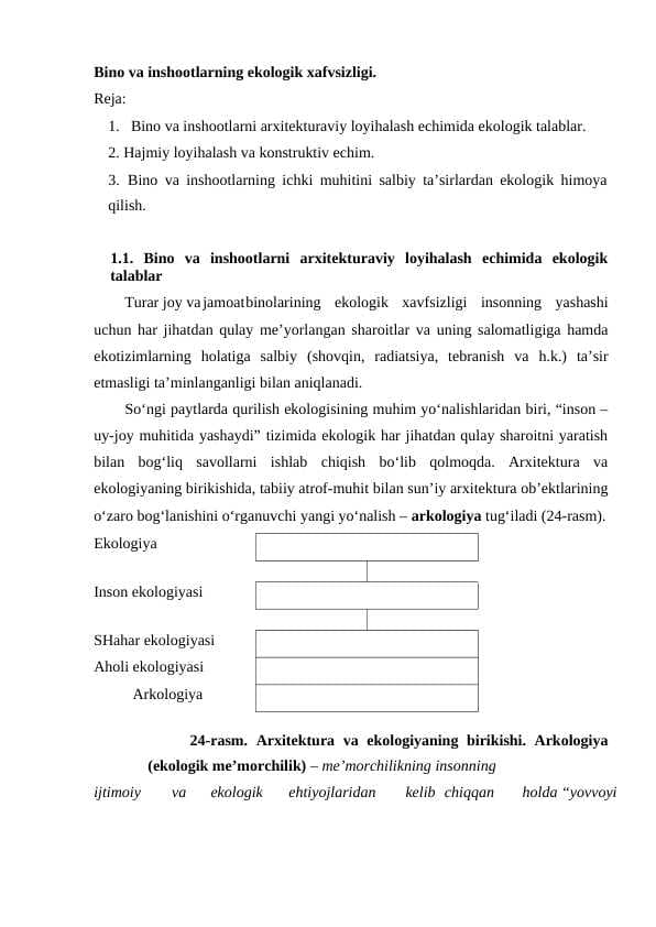 Bino va inshootlarning ekologik xafvsizligi.
