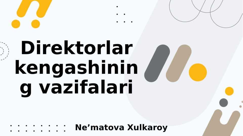 Direktorlar kengashining vazifalari