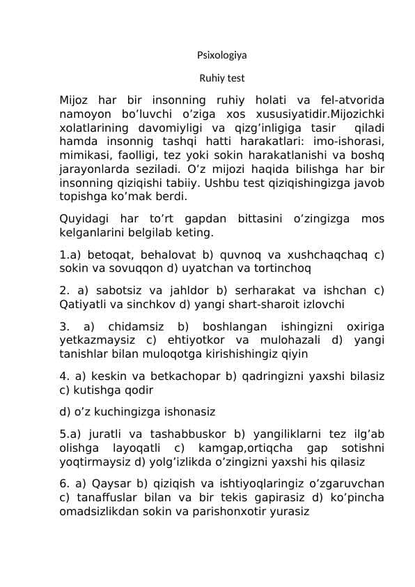 Psixologik test