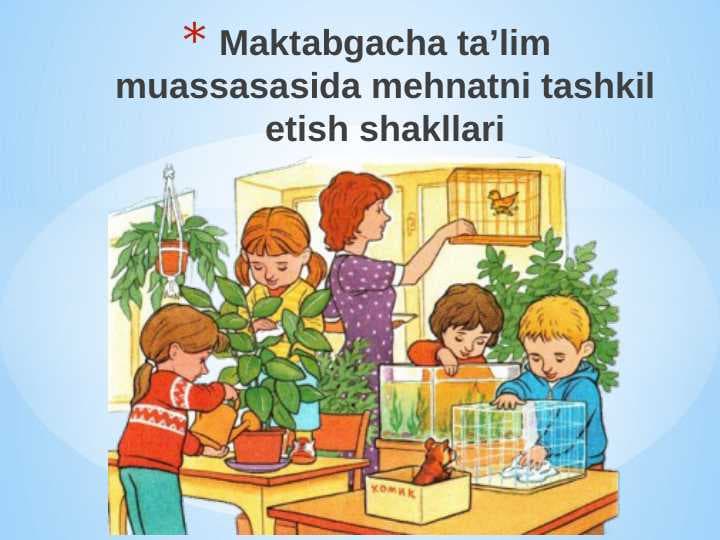 Maktabgacha ta’lim muassasasida mehnatni tashkil etish shakllari