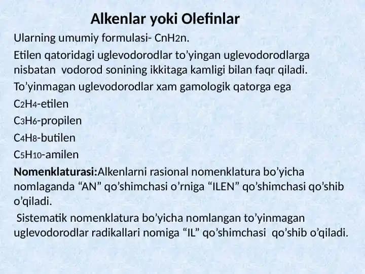 Alkenlar (Olefinlar)