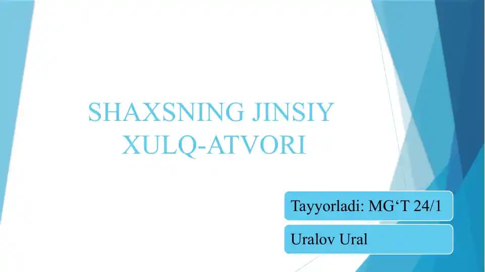 SHAXSNING JINSIY XULQ-ATVORI