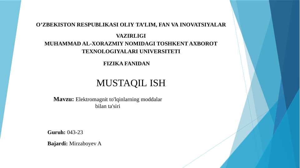 Elektromagnit to'lqinlarning moddalar bilan ta'siri