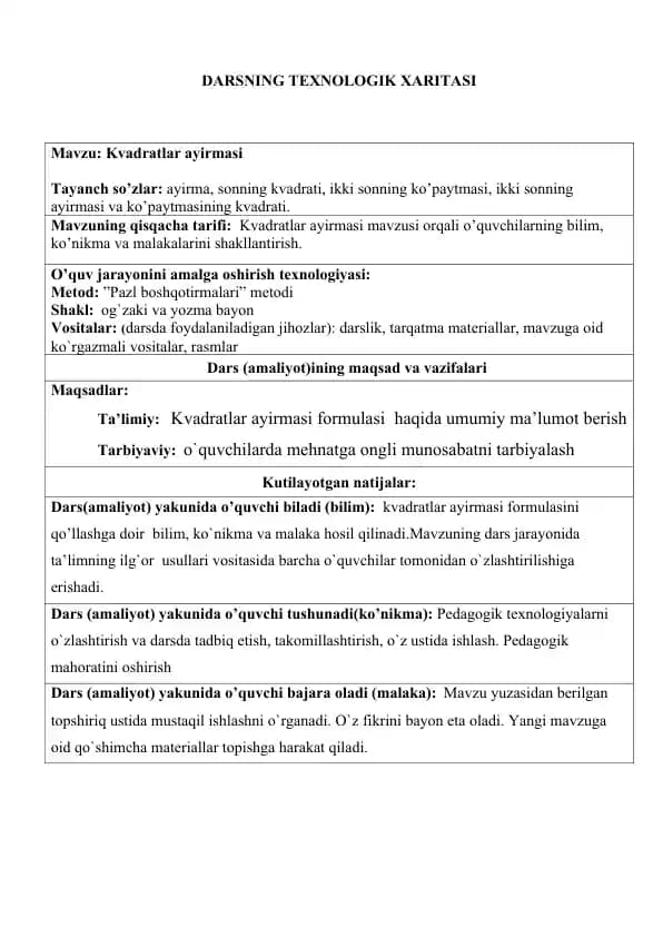 Kvadratlar Ayirmasi