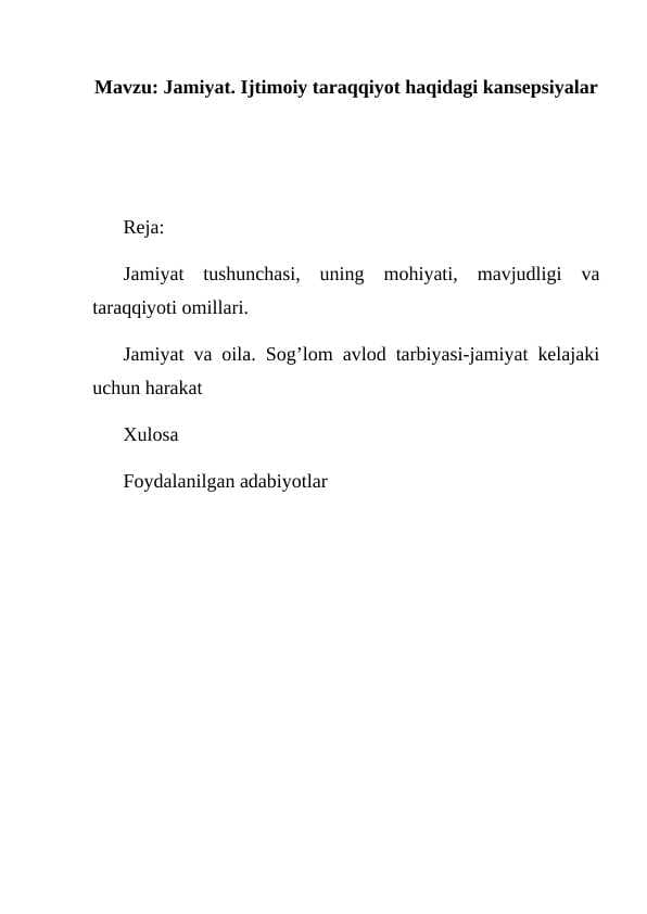 Ijtimoiy taraqqiyot haqidagi kansepsiyalar