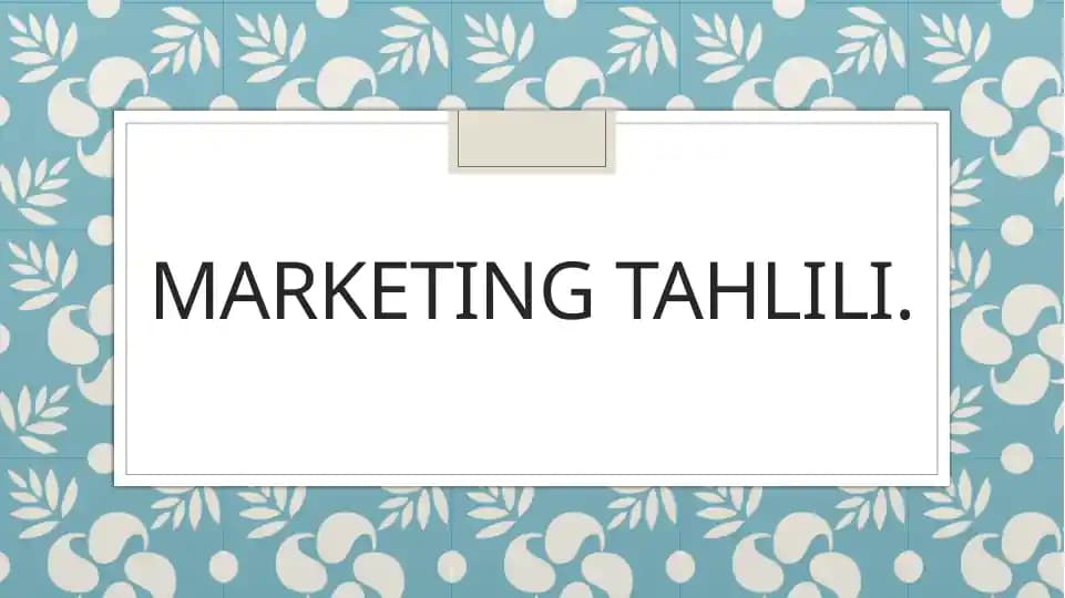 Marketing tahlili.