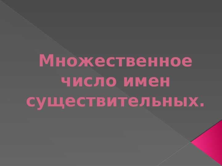 Множественное число имен существительных.