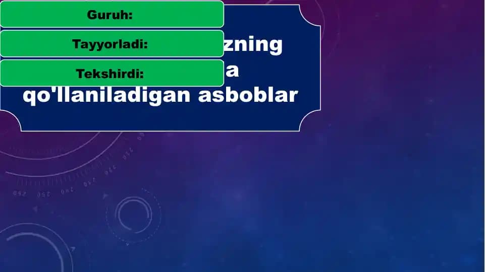 Elektrolizning ta'rifi va unda qo'llaniladigan asboblar