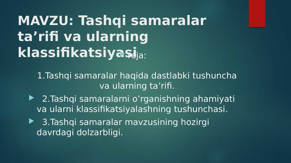 Tashqi samaralar ta’rifi va ularning klassifikatsiyasi