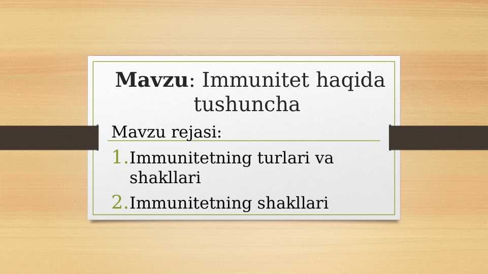 Immunitet haqida tushuncha