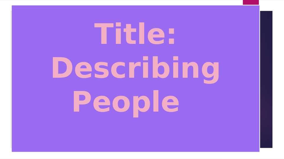 Describing people