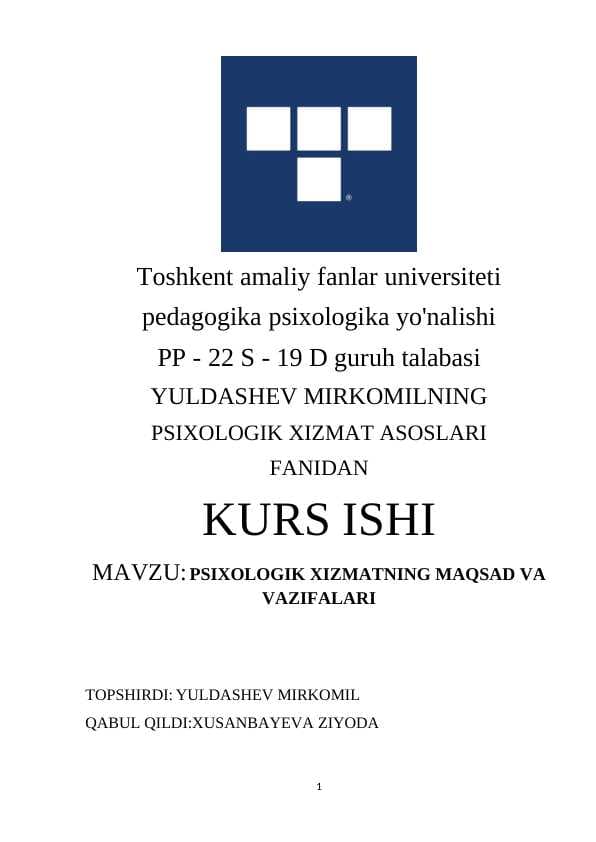 PSIXOLOGIK XIZMATNING MAQSAD VA VAZIFALARI